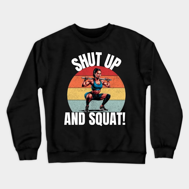 Shut Up And Squat Crewneck Sweatshirt by madara art1